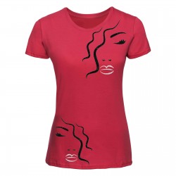 tee shirt personnalisé visage femme rouge