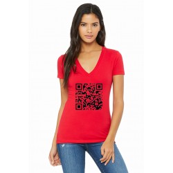 Tee shirt rouge col V...
