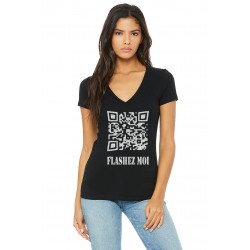 Tee shirt noir col V...