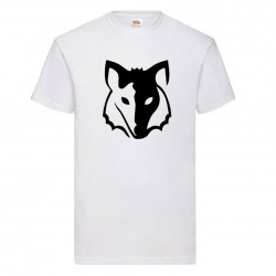 tee shirt loup homme blanc face