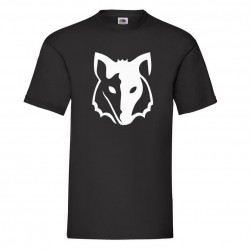 tee shirt loup homme noir face