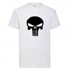 tee shirt homme punisher blanc face