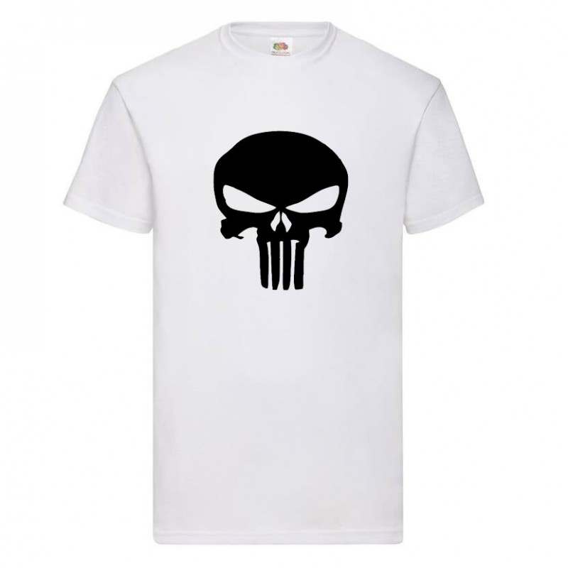 tee shirt homme punisher blanc face
